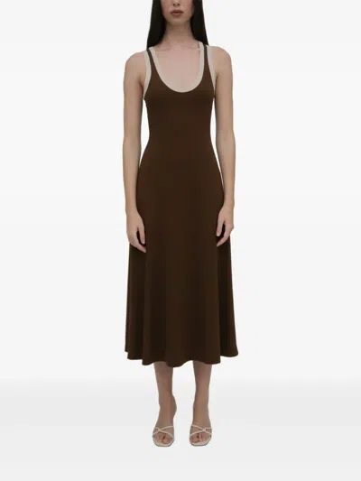 Rosetta Getty Ribbed Midi Dress In Green