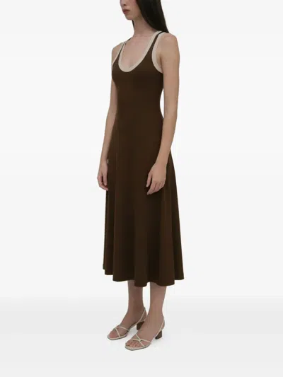 Rosetta Getty Ribbed Midi Dress In Green