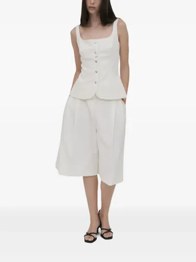 Rosetta Getty Button-front Square-neck Top In White