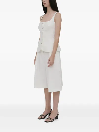 Rosetta Getty Button-front Square-neck Top In White