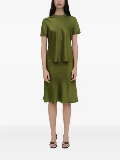Rosetta Getty Bias Slip Skirt In Green