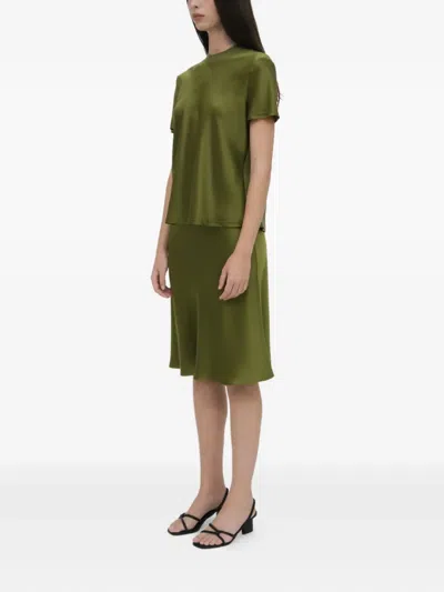 Rosetta Getty Bias Slip Skirt In Green