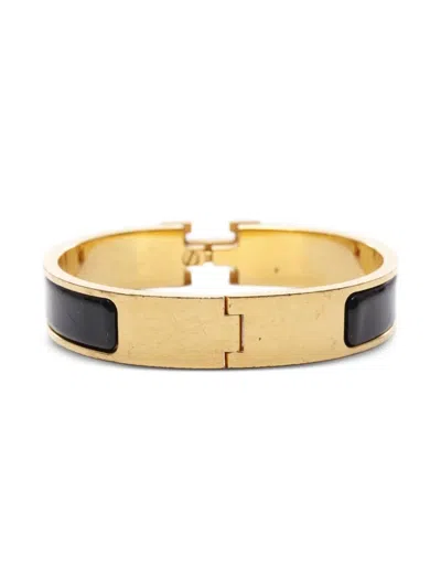 Pre-owned Hermes 2000s Enamel Gold Bangle Bracelet
