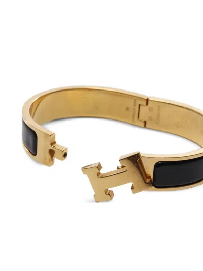 Pre-owned Hermes 2000s Enamel Gold Bangle Bracelet