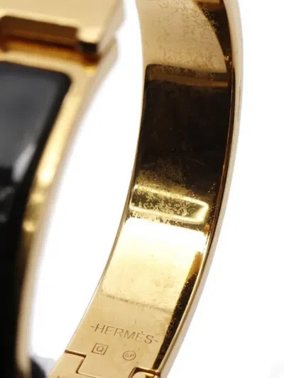 Pre-owned Hermes 2000s Enamel Gold Bangle Bracelet