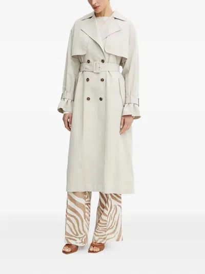 Guess Usa Belted Double-breasted Trench Coat In White