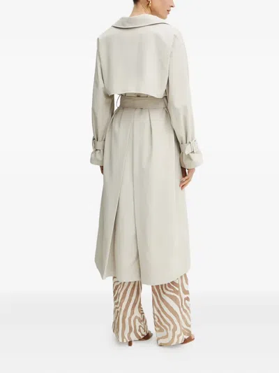 Guess Usa Belted Double-breasted Trench Coat In White