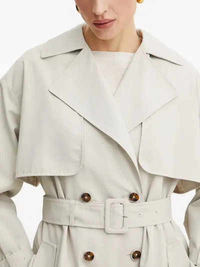 Guess Usa Belted Double-breasted Trench Coat In White