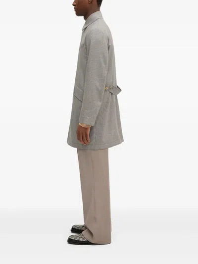 Paul Smith Houndstooth-pattern Coat In Gray