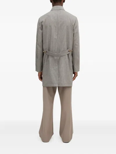 Paul Smith Houndstooth-pattern Coat In Gray