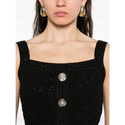 Balmain Black Viscose Cotton Tops