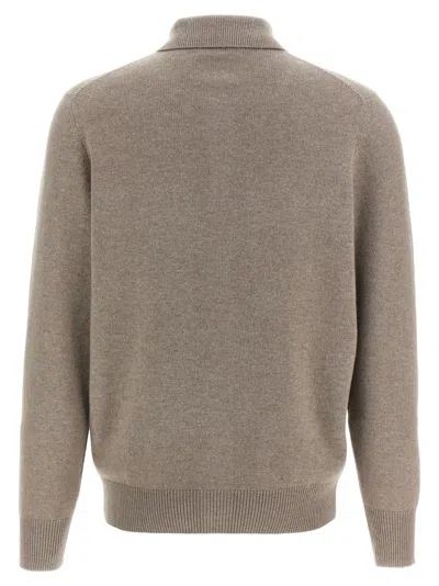 Brunello Cucinelli Cashmere Collared Design Cardigan In Neutral
