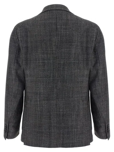Tagliatore Blazer Check Pattern Front Pockets In Gray
