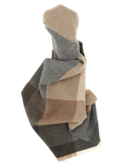 Brunello Cucinelli Check Scarf Scarves And Foulards Gray In Multi