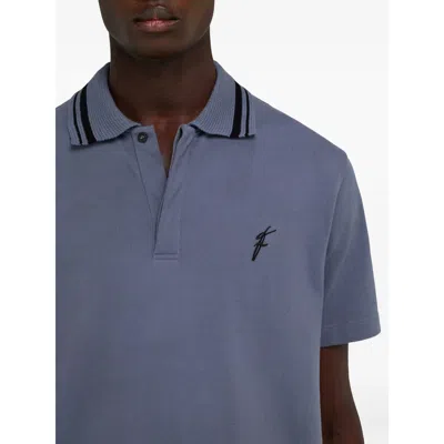 Ferragamo Polo With Embroidered Logo In Blue