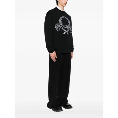 Moschino Sweatshirt With Laurel Crown Logo Embroidery In Black