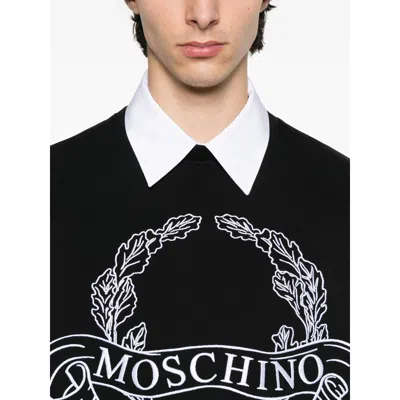 Moschino Sweatshirt With Laurel Crown Logo Embroidery In Black