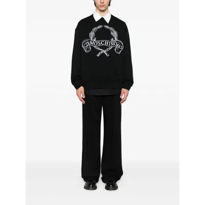Moschino Sweatshirt With Laurel Crown Logo Embroidery In Black