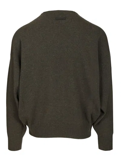 Fear Of God Edge Knit Crewneck Sweater Knitwear Green In Gray