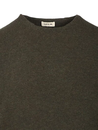 Fear Of God Edge Knit Crewneck Sweater Knitwear Green In Gray
