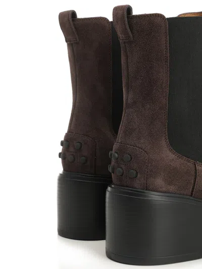 Tod's Gomma T60 73l Tronchetto Elast. Boots Brown
