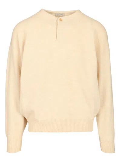 Fear Of God Edge Knit Crewneck Sweater Knitwear White In Neutral