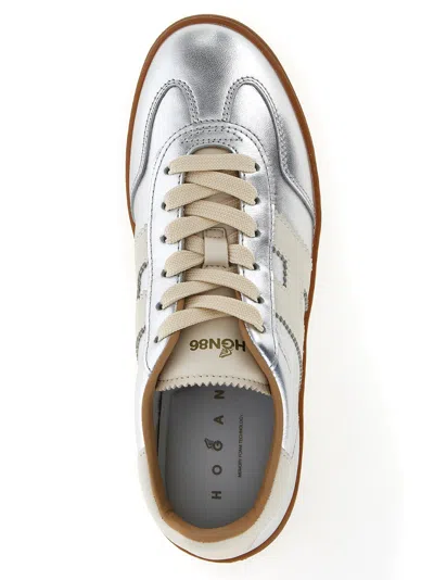 Hogan Chic Metallic Low-top Rubber Sole Sneakers In Black