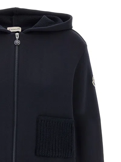 Moncler Knit Pockets Hoodie Sweatshirt Blue