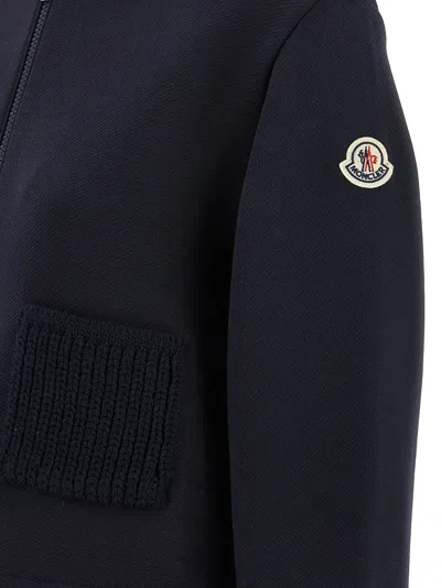 Moncler Knit Pockets Hoodie Sweatshirt Blue