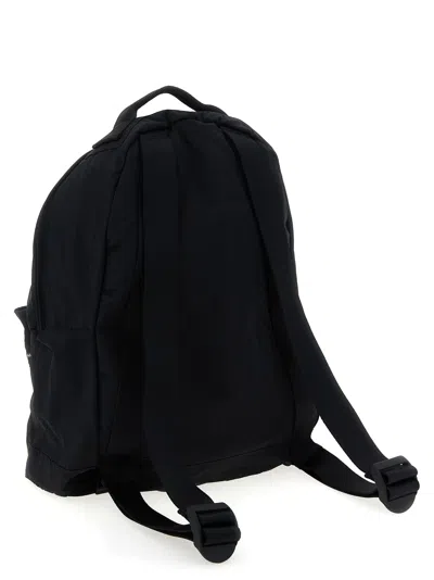 Stone Island Logo Patch Backpack Backpacks Black In Black