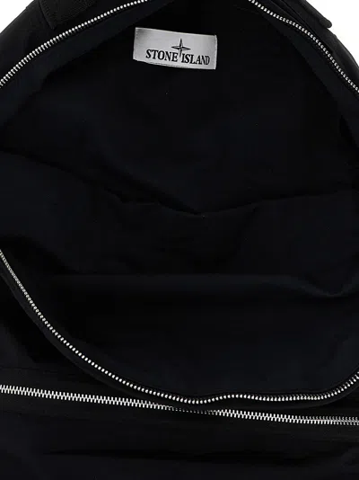Stone Island Logo Patch Backpack Backpacks Black In Black