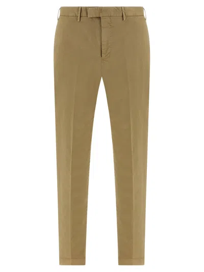 Pt Torino Beige Gabardine Trousers In Brown