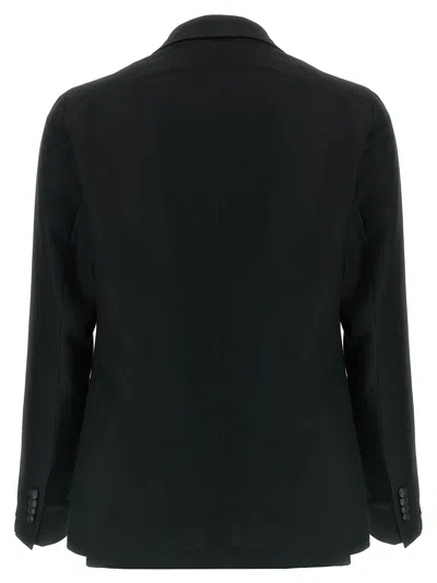 Tagliatore Square Pattern Blazer With Multiple Pockets In Black