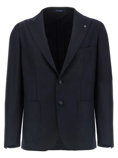 Tagliatore Square Pattern Blazer With Multiple Pockets In Black