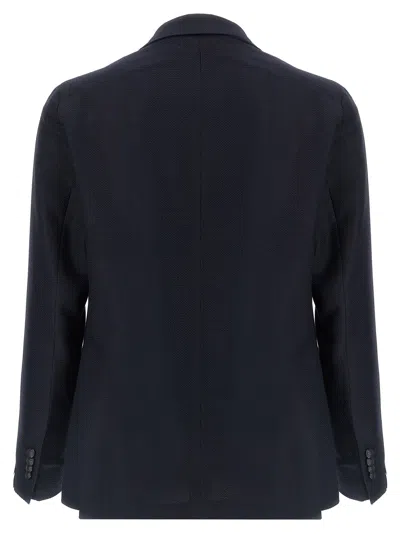 Tagliatore Square Pattern Blazer With Multiple Pockets In Black