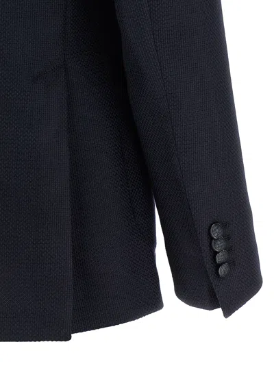Tagliatore Square Pattern Blazer With Multiple Pockets In Black