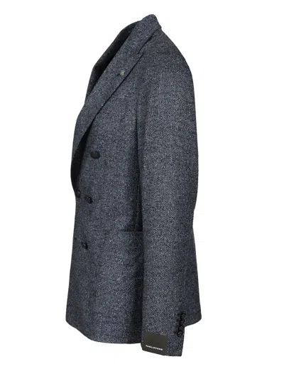 Tagliatore Montecarlo Doppio Petto Boucle Jackets Blue In Gray