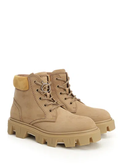 Moncler Peak City Ankle Boots Sneakers Beige In Brown