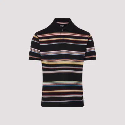 Paul Smith Black 'signature Stripe' Cotton-piqué Polo Shirt In Multi
