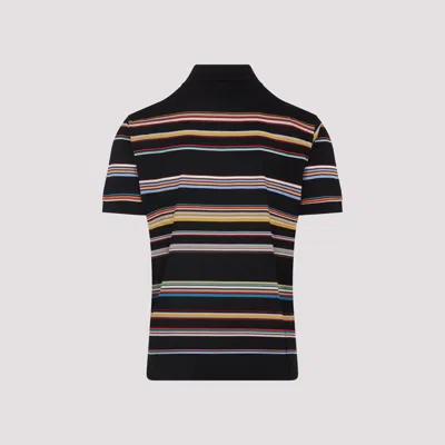 Paul Smith Black 'signature Stripe' Cotton-piqué Polo Shirt In Multi