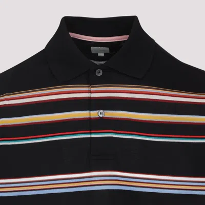 Paul Smith Black 'signature Stripe' Cotton-piqué Polo Shirt In Multi