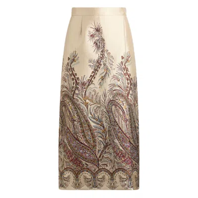 Etro , Fil Coupé Jacquard Pencil Midi Skirt, Woman, Multicolour, Size 40