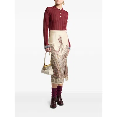 Etro , Fil Coupé Jacquard Pencil Midi Skirt, Woman, Multicolour, Size 40