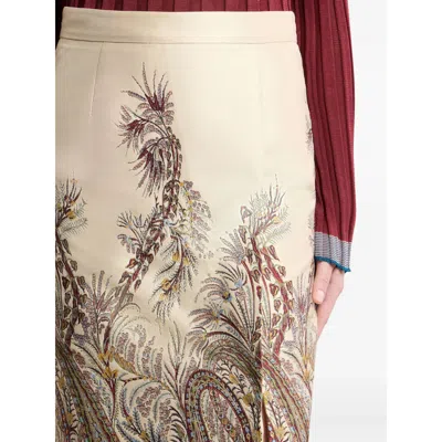 Etro , Fil Coupé Jacquard Pencil Midi Skirt, Woman, Multicolour, Size 40