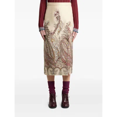 Etro , Fil Coupé Jacquard Pencil Midi Skirt, Woman, Multicolour, Size 40