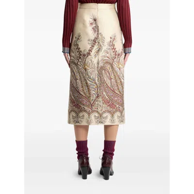 Etro , Fil Coupé Jacquard Pencil Midi Skirt, Woman, Multicolour, Size 40