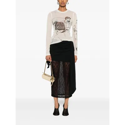 Jw Anderson Sheer Graphic Print Top With Long Sleeves