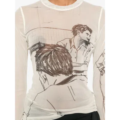 Jw Anderson Sheer Graphic Print Top With Long Sleeves