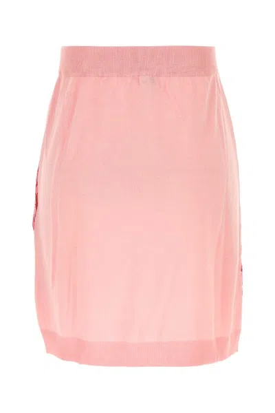 Etro Pink Printed-panel Knitted Skirt In Pink