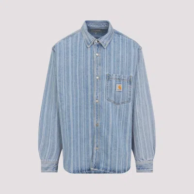 Carhartt Striped Cotton Shirt Jacket With Chest Pocket In Blue